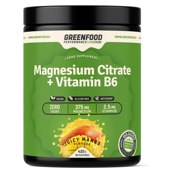 GREENFOOD NUTRITION Performance magnesium citrate + vitamín B6 šťavnaté mango 420 g