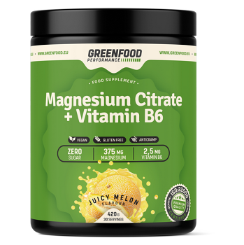 GREENFOOD NUTRITION Performance magnesium citrate + vitamín B6 šťavnatý melón 420 g