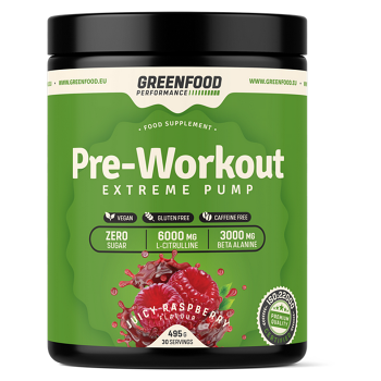 GREENFOOD NUTRITION Performance pre-workout šťavnatá malina 495 g