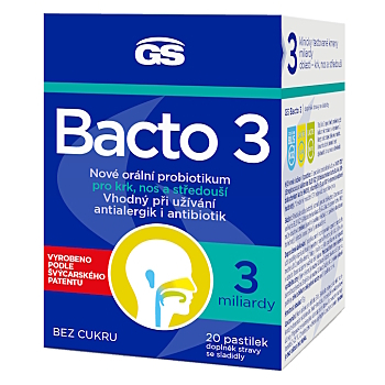 GS Bacto 3 20 pastiliek (Probiotiká, laktobacily) - Viaczložkové