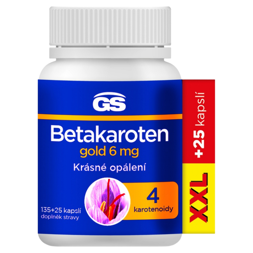 GS Betakaroten gold 6 mg kapsuly pre podporu opálenia 160 cps