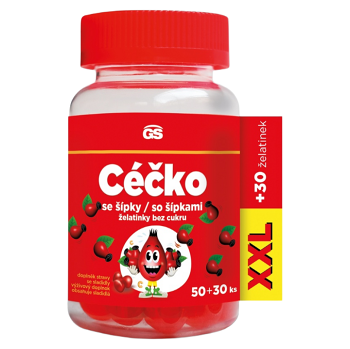 GS CÉČKO so šípkami želatínky bez cukru XXL 50 + 30 kusov (Vitamíny na imunitu) - Viaczložkové