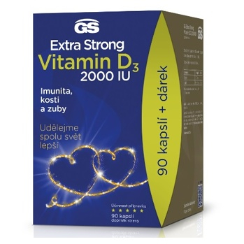 GS Extra Strong vitamín D3 2000 IU 90 kapsúl DARČEKOVÉ balenie 2022