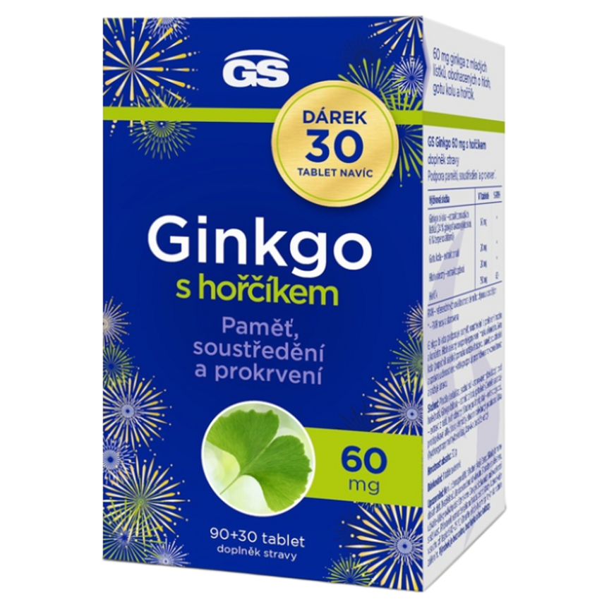 GS Ginkgo 60 mg s horčíkom 90 + 30 tabliet NAVYŠE kúpite na Mojalekaren.sk