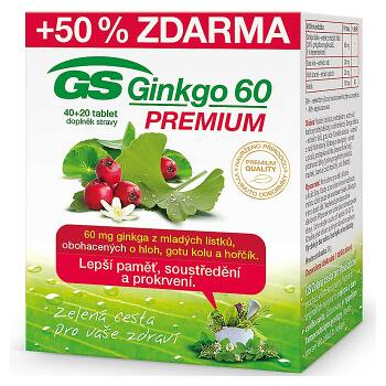 GS Ginkgo 60 Premium 40 + 20 tabliet ZADARMO