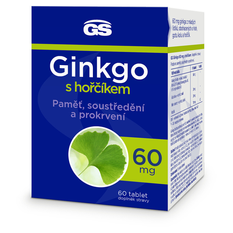 GS Ginkgo 60 mg s horčíkom tablety na podporu duševnej rovnováhy 60 tbl kúpite na Mojalekaren.sk
