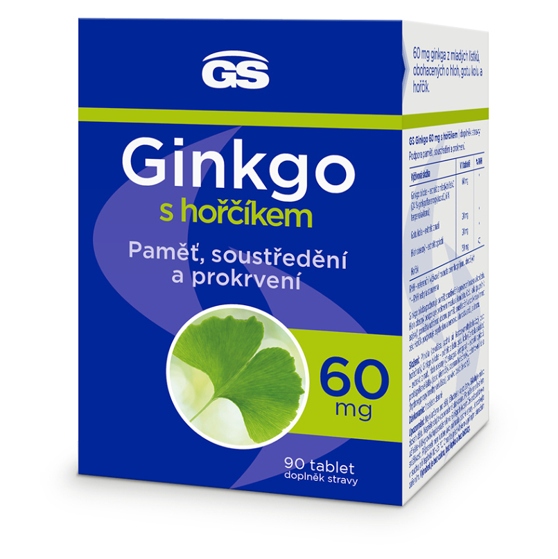 GS Ginkgo 60 mg s horčíkom tablety na podporu pamäti a koncentrácie 90 tbl