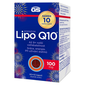 GS Koenzým lipo Q10 100 mg 60 + 10 kapsúl NAVYŠE (Koenzym Q10) - Viaczložkové