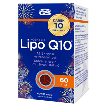 GS Koenzým lipo Q10 60 mg 60 + 10 kapsúl NAVYŠE (Koenzym Q10) - Viaczložkové