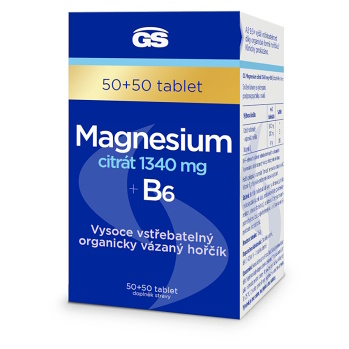GS Magnesium citrát 1340 mg + B6 50 + 50 tabliet (Energia, únava) - Viaczložkové