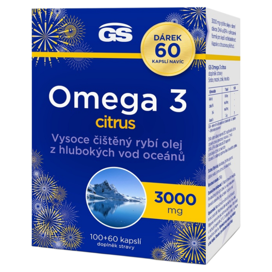 GS Omega 3 Citrus 3000 mg kapsuly pre normálnu činnosť srdca a mozgu príchuť 160 cps kúpite na Mojalekaren.sk