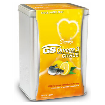 GS Omega 3 Citrus v plechovej krabičke 150 kapsúl