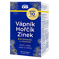 GS Vápnik, horčík, zinok 130+10 tabliet NAVYŠE