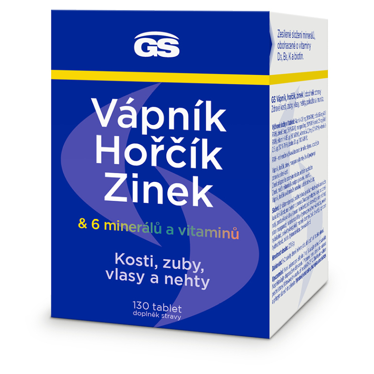 GS Vápnik, Horčík, Zinok tablety na podporu zdravia kostí a zubov 130 tbl kúpite na Mojalekaren.sk