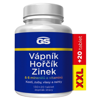 GS Vápnik horčík zinok XXL 130 + 20 tabliet (Na energi, pri únave) - Viaczložkové
