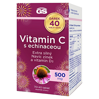 GS Vitamín C 500 s echinaceou 70+40 tabliet NAVYŠE (Vitamíny na imunitu) - Viaczložkové
