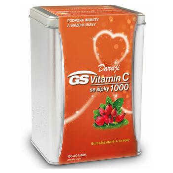 GS Vitamín C1000 + šípky v plechovej krabičke 120 tabliet