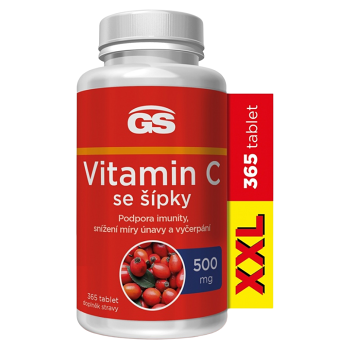 GS Vitamín C500 so šípkami XXL 365 tabliet (Vitamín C) - Viaczložkové, Postupné uvoľňovanie