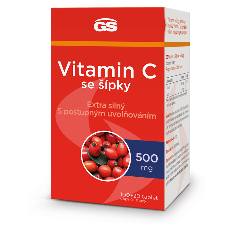 GS Vitamin C 500 mg se šípky tablety na podporu imunitného systému, pre krásnu pleť a nechty 120 tbl kúpite na Mojalekaren.sk
