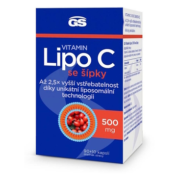 GS Vitamín Lipo C 500 mg so šípkami 90+10 kapsúl (Vitamín C) - Lipozomálny, Postupné uvoľňovanie