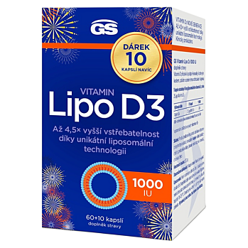 GS Vitamín Lipo D3, 1000 IU, 60+10 kapsúl NAVYŠE (Vitamín D) - Lipozomálny