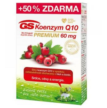 GS Koenzým Q10 PREMIUM 60 mg 30+15 kapsúl ZADARMO