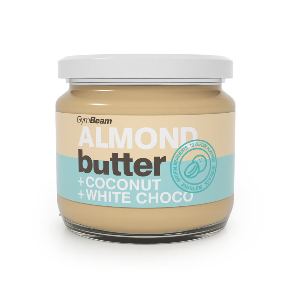 GymBeam Almond Butter with Coconut and White Choco orechová nátierka s čokoládou 340 g