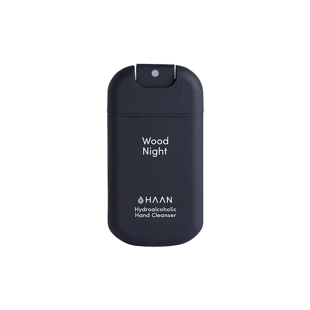 HAAN Hand Care Wood Night čistiaci sprej na ruky s antibakteriálnou prísadou 30 ml