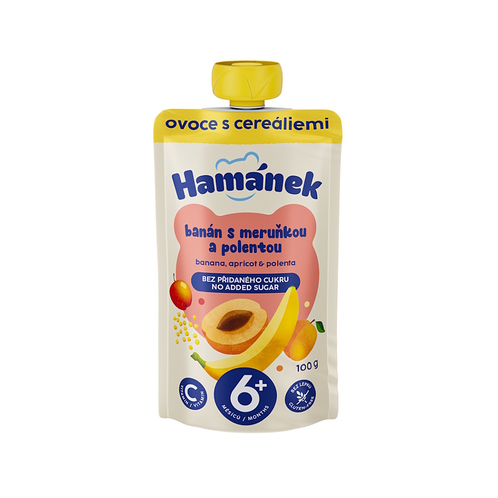 HAMÁNEK Jablko s banánom, marhuľou a polentou 100 g
