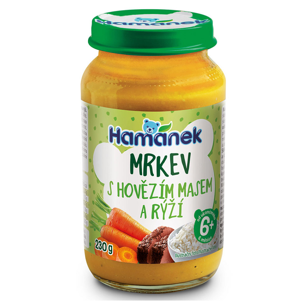HAMÁNEK Mrkva s hovädzím mäsom a ryžou 230 g kúpite na Mojalekaren.sk
