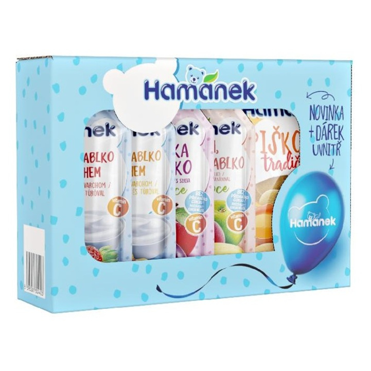 HAMÁNEK Multipack 4x ovocné kapsičky 100 g + piškóty 120 g