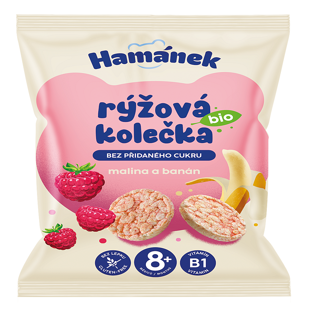 HAMÁNEK Ryžové kolieska malina a banán BIO 35 g