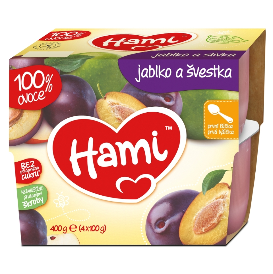 HAMI Prvá lyžička 100% ovocia Slivka a jablko od 4.mesiaca 4x100 g kúpite na Mojalekaren.sk