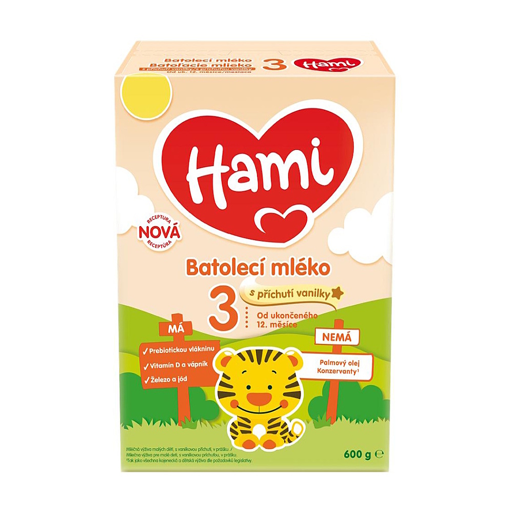 HAMI 3 Batoľacie mlieko s príchuťou vanilky od ukončeného 12. mesiaca 600 g