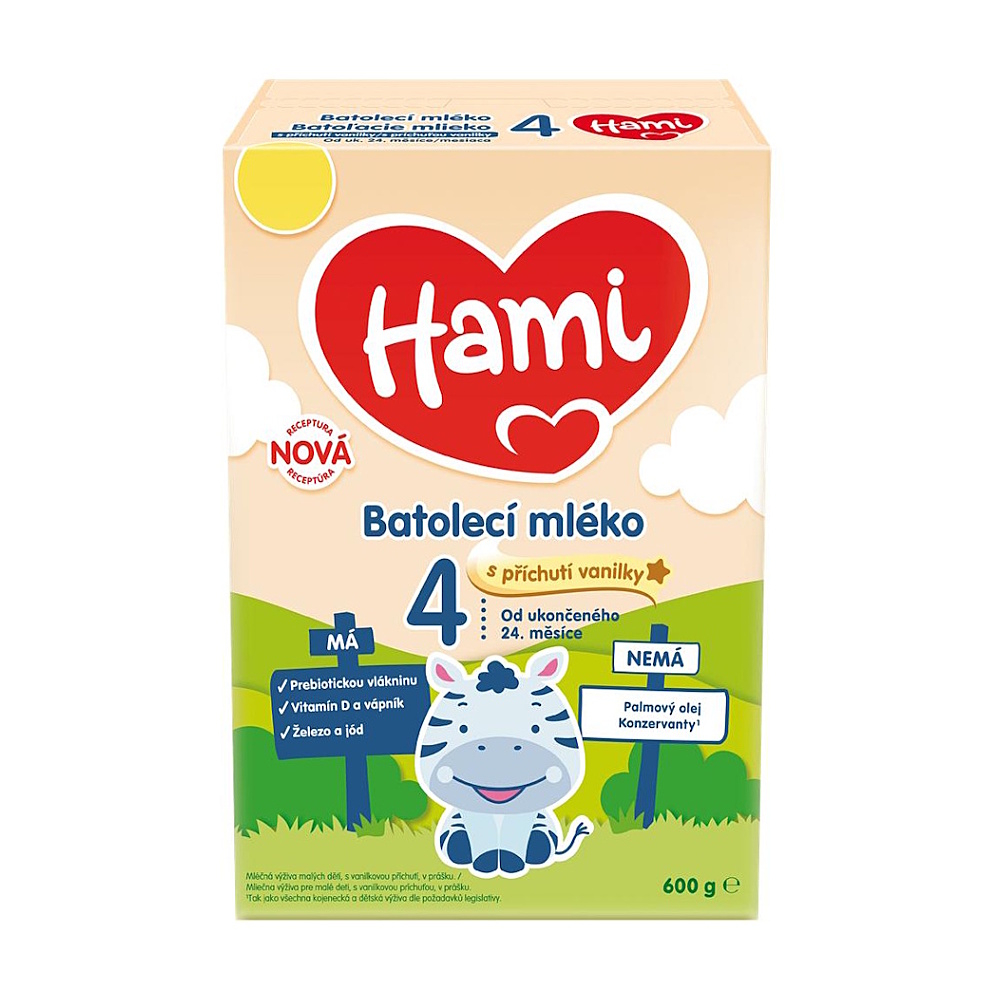 HAMI 4 Batoľacie mlieko s príchuťou vanilky od ukončeného 24.mesiaca 600 g