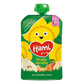 HAMI Kapsička jablko hruška banán marhuľa 6m+ 100 g (Desiatové kapsičky)