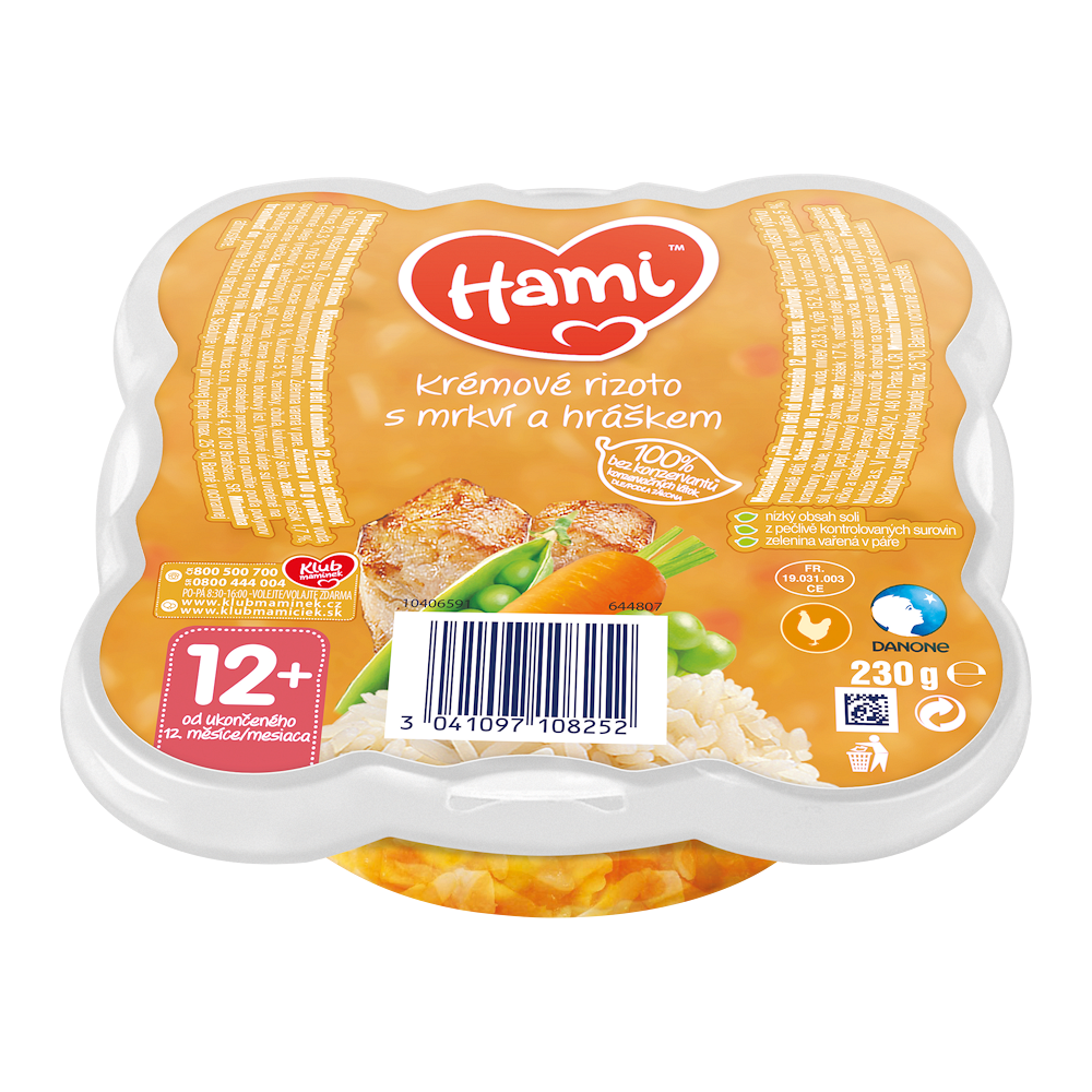 Hami príkrm Malý Gurmán krémové rizoto s mrkvou a hráškom 230g