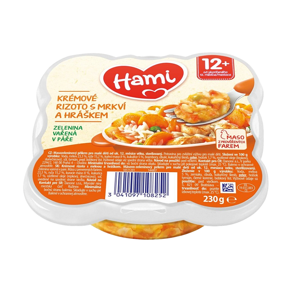 E-shop Hami príkrm Malý Gurmán krémové rizoto s mrkvou a hráškom 230g