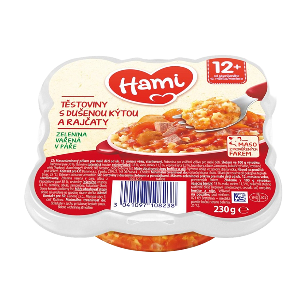 E-shop Hami príkrm Malý Gurmán cestoviny s dusenou stehnom a paradajkami 230g