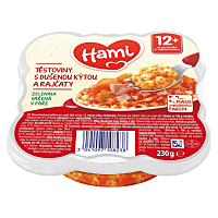 Hami príkrm Malý Gurmán cestoviny s dusenou stehnom a paradajkami 230g