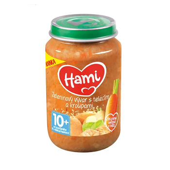 HAMI Mäsozeleninový príkrm zeleninový vývar s teľacím a krúpami 10m+ 200 g (Mäsovozeleninové príkrmy)