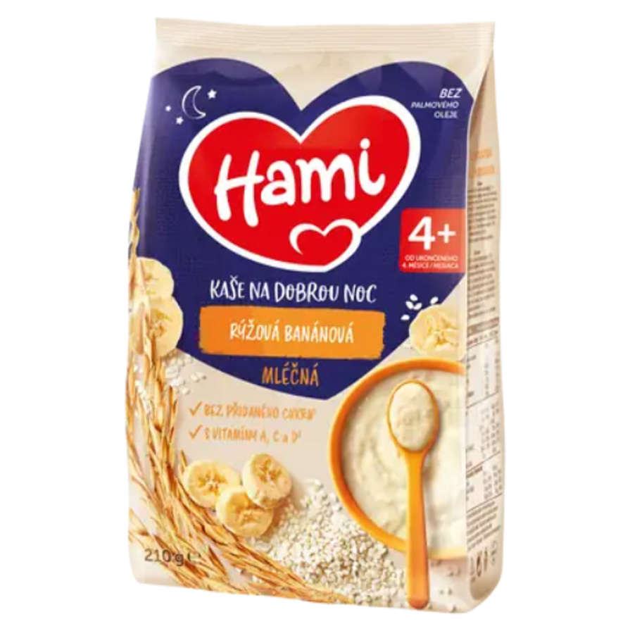 HAMI Mliečna kaša ryžová banánová na Dobrú noc 4m+ 210 g kúpite na Mojalekaren.sk