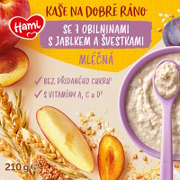 HAMI Mliečna kaša so 7 obilninami s jablkom a slivkami na Dobré ráno 8m+ 210 g