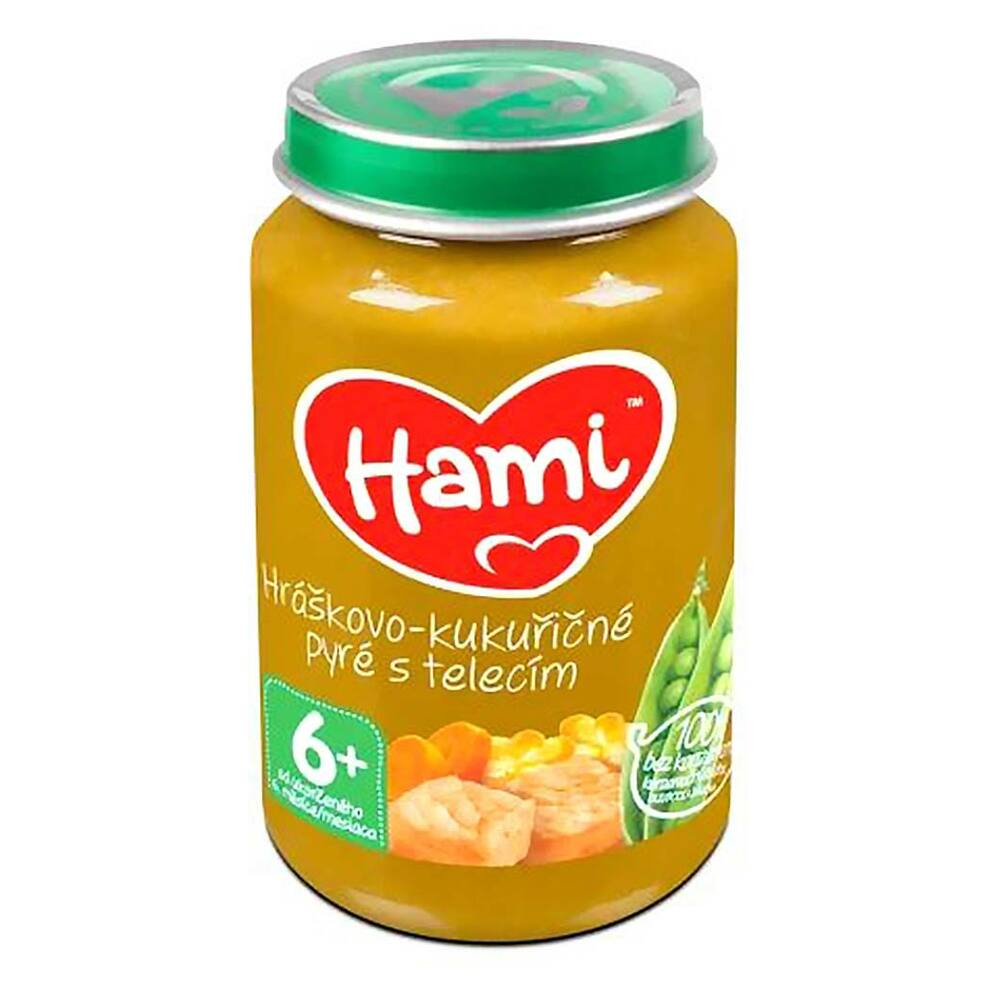 HAMI Príkrm mäsovo-zeleninový Pyré hráškovo-kukuričnés teľacím mäsom 200 g kúpite na Mojalekaren.sk