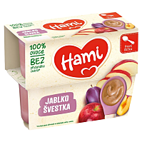 HAMI Prvá lyžička 100% ovocia Slivka a jablko od 4.mesiaca 4x100 g