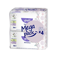 HAPPY Mega Pack Čistiace vlhčené obrúsky Sensitive 56x4 ks 224 ks