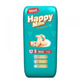 HAPPY MIMI Detské plienky Premium Midi 56 kusov