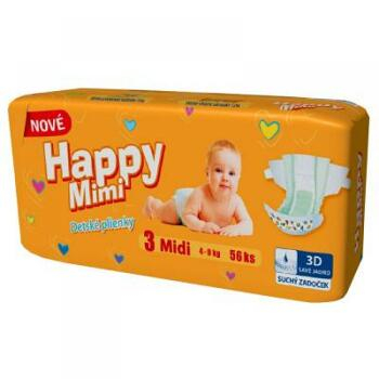 HAPPY MIMI Detské plienky Standard Midi 56 kusov