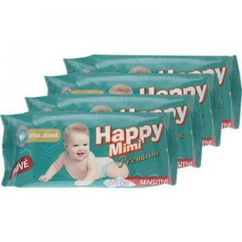 HAPPY MIMI Detské vlhčené obrúsky Premium 4x64 kusov