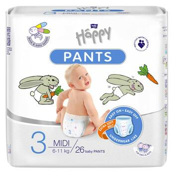 BELLA HAPPY Baby pants nohavičkové plienky Midi 6 - 11 kg 26 kusov